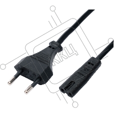 Кабель питания Cablexpert PC-184/2-1.5М CEE 7/16-C7, 2х0.5мм2, 2.5А, 1.5м, черный, пакет