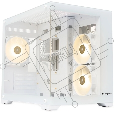 Компьютерный корпус HSPD F330, Panoramic Mini-tower, белый, TG, 0.5 SPCC, 3x120мм ARGB mATX, mITX 160/400/200мм 1x2.5