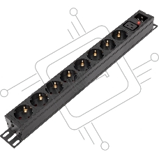Блок распределения питания Powercom PDU-16A-type 2 (PDU-16AV10-8S-C9-C2)