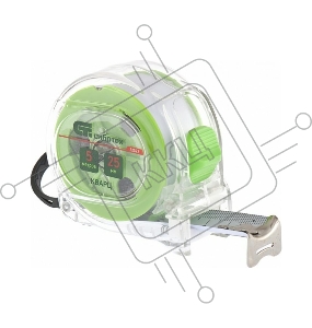 Рулетка Кварц, прозрачный корпус, амортизатор, 5 м х 25 мм// Сибртех