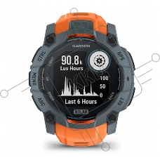Смарт-часы Garmin Instinct 3 Solar серый, оранжевый ремешок 50мм