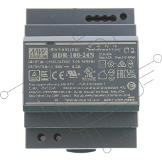 Блок питания AC-DC, 100.8Вт, вход 85...264 В AC 47...63Гц, 120...370В DC, выход 24В, 4.2А, рег. выхода 21.6...29В, изоляция 3000В AC, в кожухе на DIN-рейку, 70х90х54.5мм, -30...+70°С