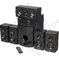 Аудиоколонки SVEN HT-210, черный, акустическая система 5.1, мощность (RMS):50Вт+5x15Вт, Bluetooth, Optical, Coaxial, FM-тюнер, USB/SD, дисплей, ПДУ
