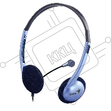 Проводные наушники Genius HS-02B синий/черный, накладные, Jack 3.5 мм, регулируемый микрофон