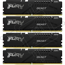 Оперативная память Kingston FURY Beast Black XMP, DDR5, 64Gb (4x16 Gb), 5600 MHz, CL40, радиатор, черный