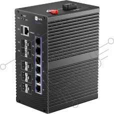 Промышленный коммутатор Fplus FIS-3316VX-D, 6 портов 10/100/1000BASE-T RJ45 PoE+, 6 портов SFP 1GE, 4 порта 10GE SFP+, питание DC 48-57 В, монтаж на DIN-рейку