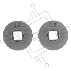 Подающий ролик Denzel V профиль под стальную проволоку 0,8-1 мм, посадка квадрат, 2 шт