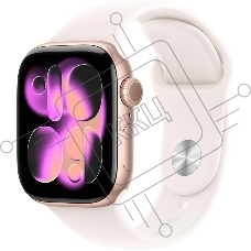 Смарт-часы Apple Watch Series 11 A3331 42мм OLED корп.розовое золото Sport Band рем.белый разм.брасл.:130-180мм (MEU04LW/A)