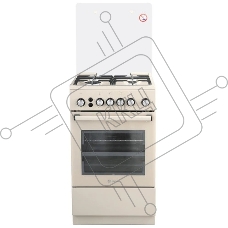 Плита Газовая De Luxe 5040.40г (кр) ЧР-016 бежевый (стеклянная крышка) реш.чугун