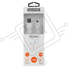 Кабель Qumo, USB-Micro USB, 1.8м, 5В, 2А, 10Вт, опл. PVC, кон. PVC, круглый, белый