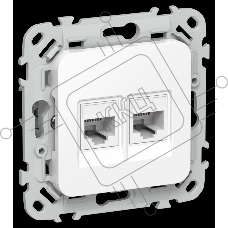 Розетка 2-местная компьютерная RJ45 категория 6 UTP РК6-2-0-ФлБ белый FLITE