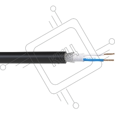 Кабель балансный микрофонный 50 м, 22 AWG, 0.34 мм2, диаметр 6.5 мм, экран, медь 19 x 0.15 мм, черный, бухта