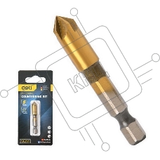 Зенковка конусная под М4 по металлу/дереву/пластику Deli DH-DJZ001-E1 8,3мм, сталь HSS, угол заточки 90град., шестигранный хвостовик