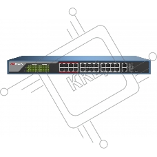 Коммутатор Hikvision DS-3E0326P-E, 24×100 Мбит/с PoE + 2×1 Гбит/с Combo (RJ45/SFP), неуправляемый