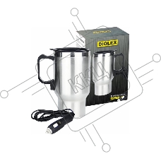 Термокружка Diolex DXMA-450-1 450 мл, c прикуривателем, нержавеющая сталь, пластик