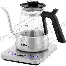 Чайник электрический Kitfort КТ-8707 0.8л. 1300Вт нержавеющая сталь/черный корпус: Металл/стекло/пластик
