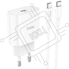 Блок питания (сетевой адаптер) HOCO C94A Metro 1xUSB-C с кабелем Type-C-Type-C, 3.0A, 20W, белый