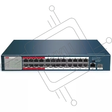 Коммутатор Hikvision DS-3E0326P-E/M(B), 24×PoE 100 Мбит/с + 1×1 Гбит/с RJ45 + 1×1 Гбит/с SFP, неуправляемый