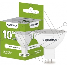 Лампа LED MR16 IEK LL-MR16-10-230-40-GU5-G софит 10Вт 230В 4000К GU5.3 GENERICA