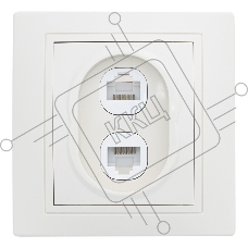 Розетка двойная компьютерная RJ45 скрытой установки IP20,слоновая кость 