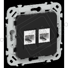 Розетка 2-местная RJ45/RJ11 категория 5Е/3 UTP РКТ5е/3-2-0-ФлЧ черный FLITE