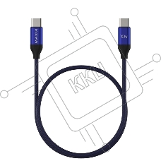 Кабель Maxvi MCw-100TT blue USB-C - USB-C, 5A разъемы USB-C - USB - C, Максимальная мощность 100W, ток макс. нагрузки 5А, макс. напряжение 20V;стандарт USB 3.1, длина 1.2м, нейлоновая оплетка, металлические корпуса разъемов, цвет синий.