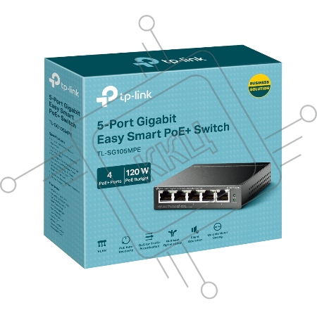 Коммутатор TP-Link TL-SG105MPE Easy Smart с 5 гигабитными портами (4 порта PoE+), 802.3af/at, бюджет PoE — 120 Вт, стальной корпус