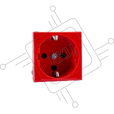Механизм розетки Legrand 1-м СП Mosaic 2 модульный, с заземлением, красный Legrand 077214 124965