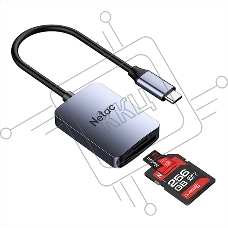 Кард-ридер Netac Flash WK12/серый/SD/SDHC/SDXC/microSD/microSDHC/microSDXC/USB 3.0 Type-C/пластик