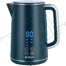 Чайник электрический Kitfort КТ-6784 1.7л. 2200Вт синий/нержавеющая сталь корпус: пластик