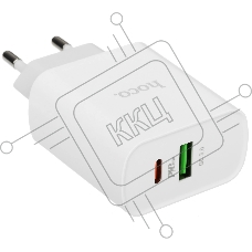 Блок питания (сетевой адаптер) HOCO C80A Rapido PD+QC3.0, 20W два порта (1*USB-A, 1*Type-C), белый