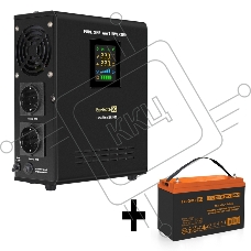 Комплект ИБП EX295995RUS + батарея 100Aч EX285656RUS 1шт (инвертор, синус, для котла, настенный) ExeGate FineSine SX-500.LCD.AVR.2SH <500VA/300W, чистая синусоида, цветной LCD-дисплей, AVR, 2*Schuko, линейно-интерактивный, крепление настенное/универсально