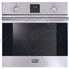 Духовой шкаф электрический Korting OKB 561 CFX Дизайн: Crystal. Цвет: Нержавеющая сталь. Дисплей: LED дисплей белого цвета. Тип управления: Сенсорное управление Touch Control. Тип таймера: Электронный с отключением. Регуляторы: Утапливаемые. Цвет регуляторов: Нержавеющая сталь. Ширина (см): 60. Объем (литров): 67. Класс энергопотребления: A. Мощность подключения (кВт): 2,1. Телескопические направляющие: Одноуровневые телескопические направляющие. Количество режимов: 6. Режимы нагрева: Конвекционная разморозка, Вехний и нижний нагрев с конвекцией, Традиционный нагрев, Нижний нагрев, Верхний нагрев, Гриль. Количество стекол дверцы: Три стекла. Внутренняя эмаль: Эмаль легкой очистки. Вид очистки: Каталитическая. Автоматическое отключение: Есть. Освещение духовки: Одна галагеновая лампа. Система охлаждения: Тангенциальный вентилятор. Габариты (ВхШхГ) (мм): 598х595х560. Размер ниши для встраивания (ВхШхГ) (мм