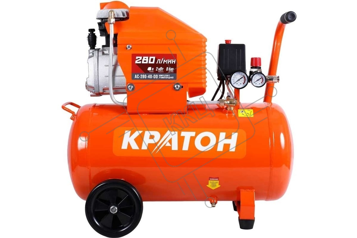 Компрессор КРАТОН AC-280-40-D Dпрямой 220В 2000Вт 280л/мин ресивер40л 32кг