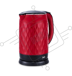 Чайник BQ KT1715P Red-Black. Мощность:1800 Вт/Объем 1,7л/ Двухслойный корпус, внутренная колба из нержавеющей стали препятствует соприкоснавению пластика с кипящей водой, внешняя поверхность выполнена из высококачественного пластика - корпус не нагреваетс