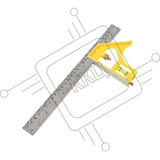 Линейка строительная с угольником и уровнем Deli DL7300Y 300мм, нержавеющая сталь, пузырьковый уровень