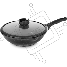 Сковорода ВОК Rondell Escurion RDA-870, 28см, съемная ручка, с крышкой, черный