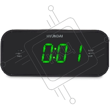 Радиобудильник Hyundai H-RCL221 черный LCD подсв:зеленая часы:цифровые FM