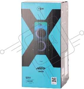 Музыкальная система VIPE NITRO X5 PRO. 120 Вт. Bluetooth 5.0. Функция NITRO BassNITRO Flash динамическая LED подсветка динамиков. 4 синхронизированных стробоскопа.