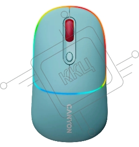 Мышь CANYON MW-22, 2 in 1 Wireless optical mouse with 4 buttons,Silent switch for right/left keys,DPI 800/1200/1600, 2 mode(BT/ 2.4GHz),  650mAh Li-poly battery,RGB backlight,Dark cyan, cable length 0.8m, 110*62*34.2mm, 0.085kg