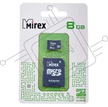 Флэш карта microSD 8Gb Mirex (class 10) с адаптером