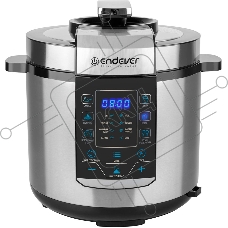 Скороварка-мультиварка электрическая Endever Vita-134, стальной, мощность 1200 Вт, емкость 6л, 20 авторежимов работы, книга рецептов, 2 шт/уп.