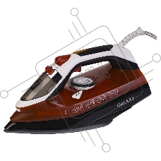 Утюг Galaxy GL 6131, оранжевый, паровой, 2500 Вт, подача пара до 50 г/мин, паровой удар до 230 г/мин, функции: автоотключение, самоочистка, антикапля, антинакипь, функция увлажнения, вертикальное отпаривание, керамическое покрытие подошвы, защита от перег