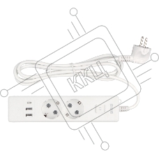 Бытовой удлинитель PowerCube, 2р с/з вык.,3USB, 3500 Вт, 16А, 1.9 м, 3*1,0 (белый) PC-4-2M