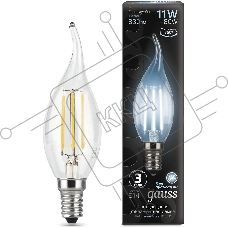 Лампа филам. Gauss Filament 11Вт цок.:E14 свеча 220B св.свеч.бел.нейт. CF35 (упак.:10шт) (104801211)