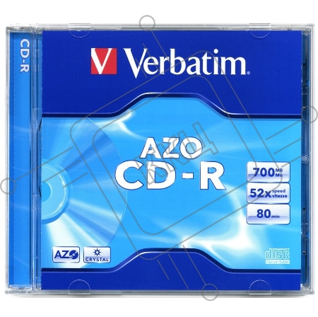 Диск CD-R Verbatim 700Mb 52x, 1 шт., AZO Crystal, Jewel Case (43326)