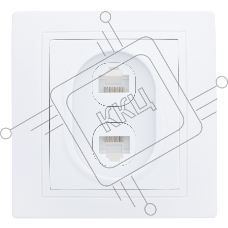 Розетка двойная компьютерная RJ45 скрытой установки IP20, белая 
