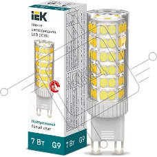 Лампа светодиодная CORN 7Вт капсула 4000К G9 230В керамика IEK LLE-CORN-7-230-40-G9 Лампа светодиодная CORN 7Вт капсула 4000К G9 230В керамика IEK LLE-CORN-7-230-40-G9