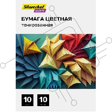 Бумага цветная Silwerhof тонир. 10л. 10цв. A4 CREATE 80г/м2 папка