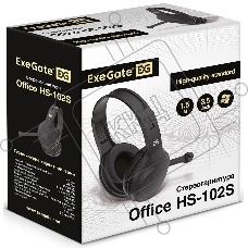 Гарнитура ExeGate Office HS-102S чёрный, проводная, 3.5 мм, накладные, регулятор громкости